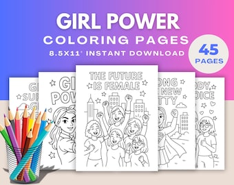 Girl Power Coloring Pages: 45 Feminist Art Prints (PDF Download