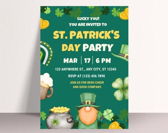 Editable St. Patrick's Day Party Invitation Template (Digital)