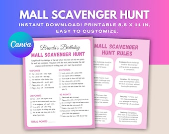 Juego de búsqueda del tesoro en el centro comercial: Fiesta de cumpleaños para adolescentes (descarga digital)