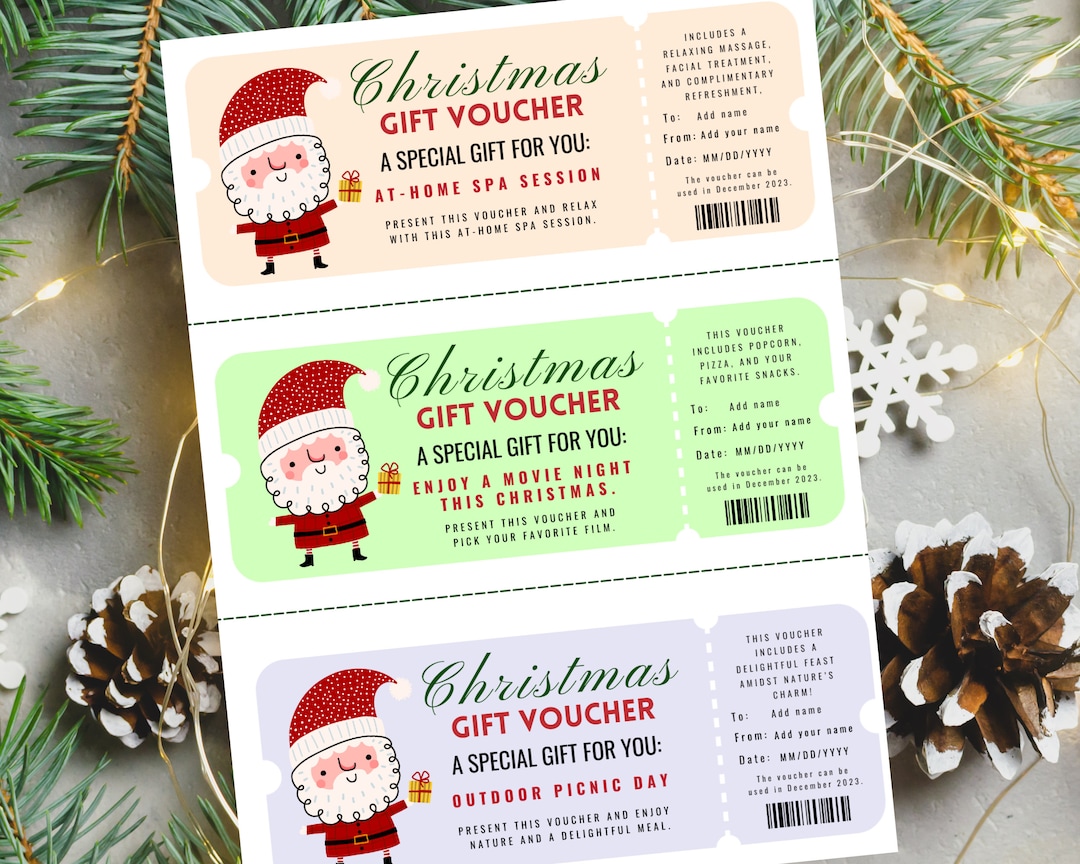 Christmas Gift Coupons, Editable Christmas Coupons, Custom Christmas Gift Certificates