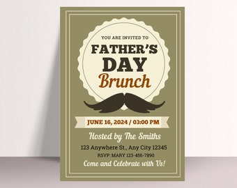 Editable Father's Day Brunch Invitation: Printable Boho Invite (Canva)