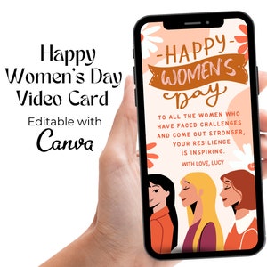 Tarjeta de video del Día de la Mujer Feliz, Tarjeta de felicitación animada del Día de la Mujer, Tarjeta digital del Día Internacional de la Mujer, Video electrónico del Día de la Mujer Feliz