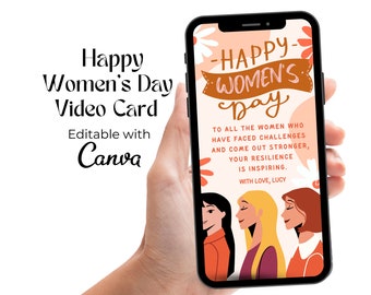 Happy Women’s Day Video Card, Animated Women's Day Greeting Card, International Women’s Day Digital Card, Electronic Happy Womens Day Video