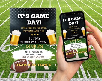 Football Game Day Video Invitation: Editable Party Invite (Digital Download)