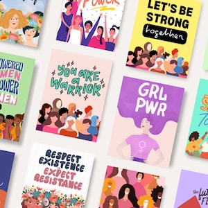 18 Cartões imprimíveis de empoderamento feminino, Cartões de empoderamento feminino, Conjunto de cartões de empoderamento feminino, Cartões feministas para o Dia Internacional da Mulher