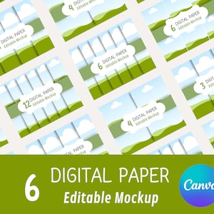 6 maquetas de Canva de papel digital, plantilla de listado de Etsy para papel digital, maquetas de Canva de papel digital, plantillas de Canva de maquetas de papel digital