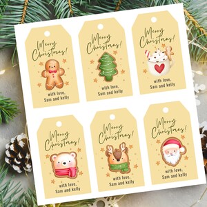 Christmas Gift Tags, 6 Printable Holidays Gift Tags, Editable Christmas Tags, Personalized Gingerbread Tags, Custom Christmas Favor Tags
