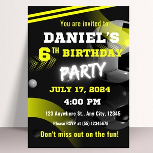 Soccer Birthday Invitation, Digital Soccer Printable Invite, Soccer Birthday Party Invite, Sports Theme Birthday, Football Birthday Flyer