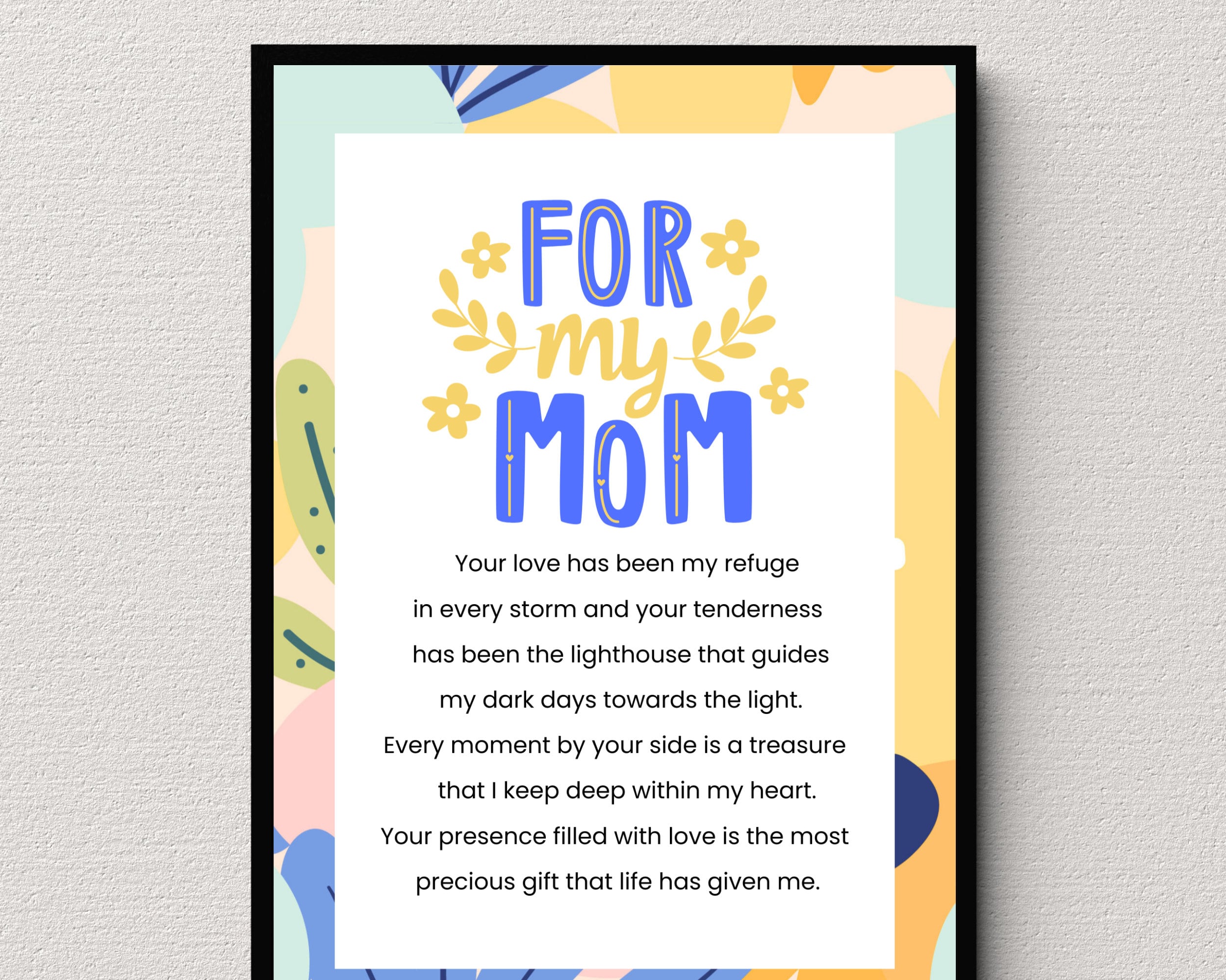 Editable Mom Poem, Printable Gift for Mom, Mother's Day Gift, Greeting Mother's Card, Pink ...