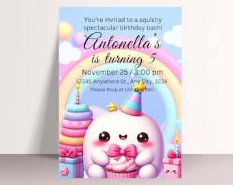 Squishmallows Birthday Invitation: Editable Squishy Party Invite (Digital Download)