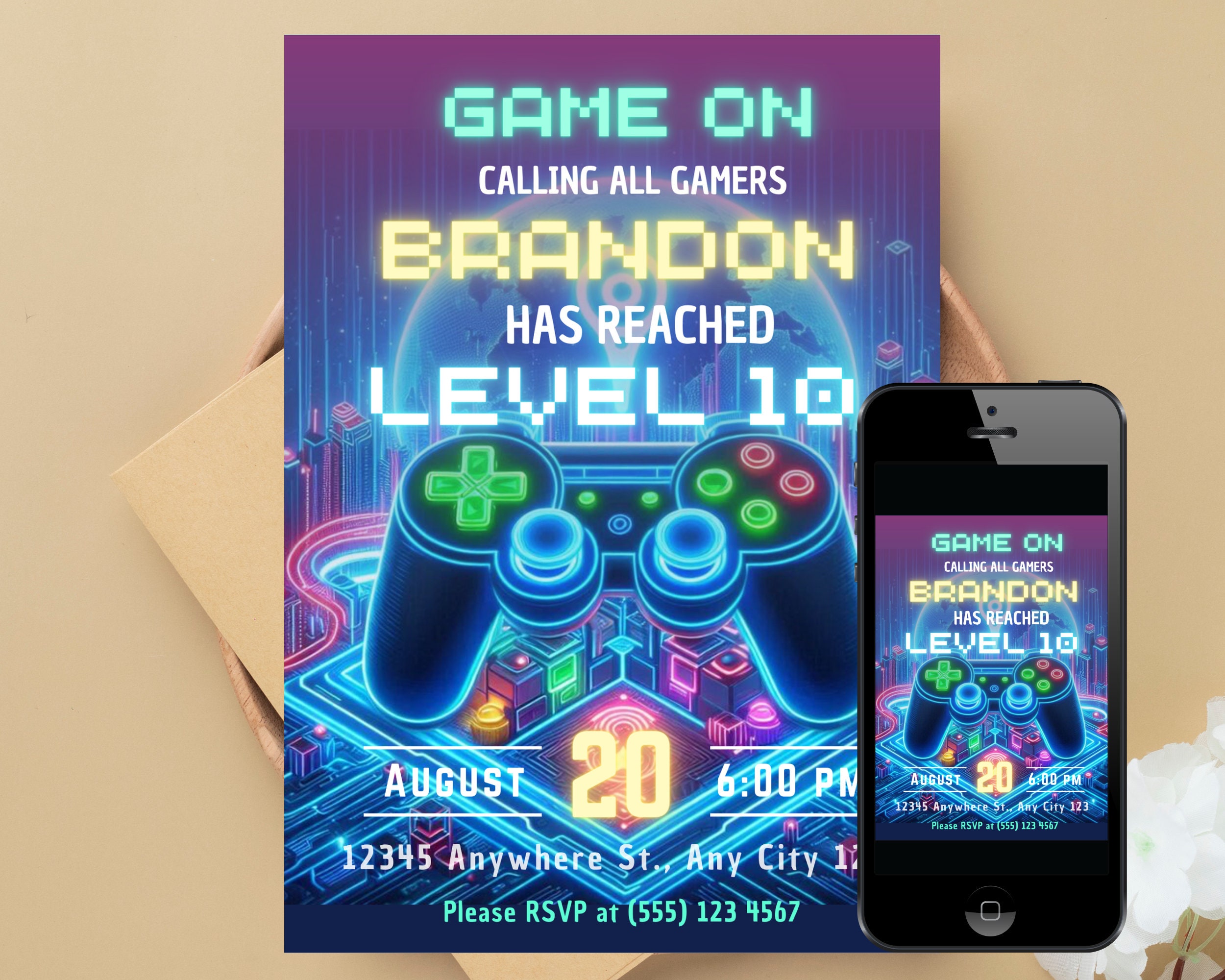 Video Game Birthday Party Invitation, Editable Gaming Birthday Party ...