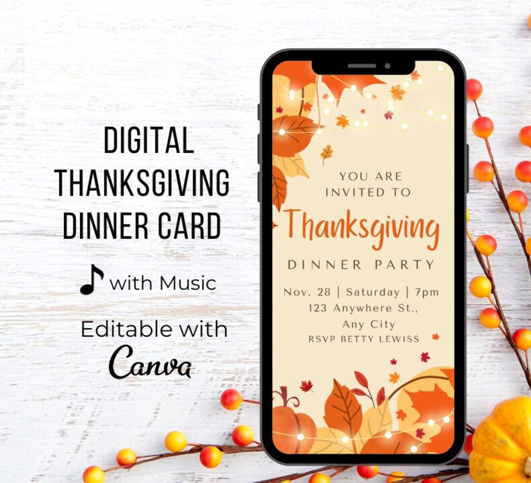 Digital Thanksgiving Invitation Electronic Thanksgiving Etsy