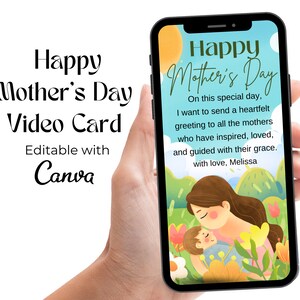 Glückliche Muttertags-Videokarte, animierte elektronische Grußkarte zum Muttertag, digitale Muttertagsblumen-Videokarte, „Ich liebe dich, Mama“.