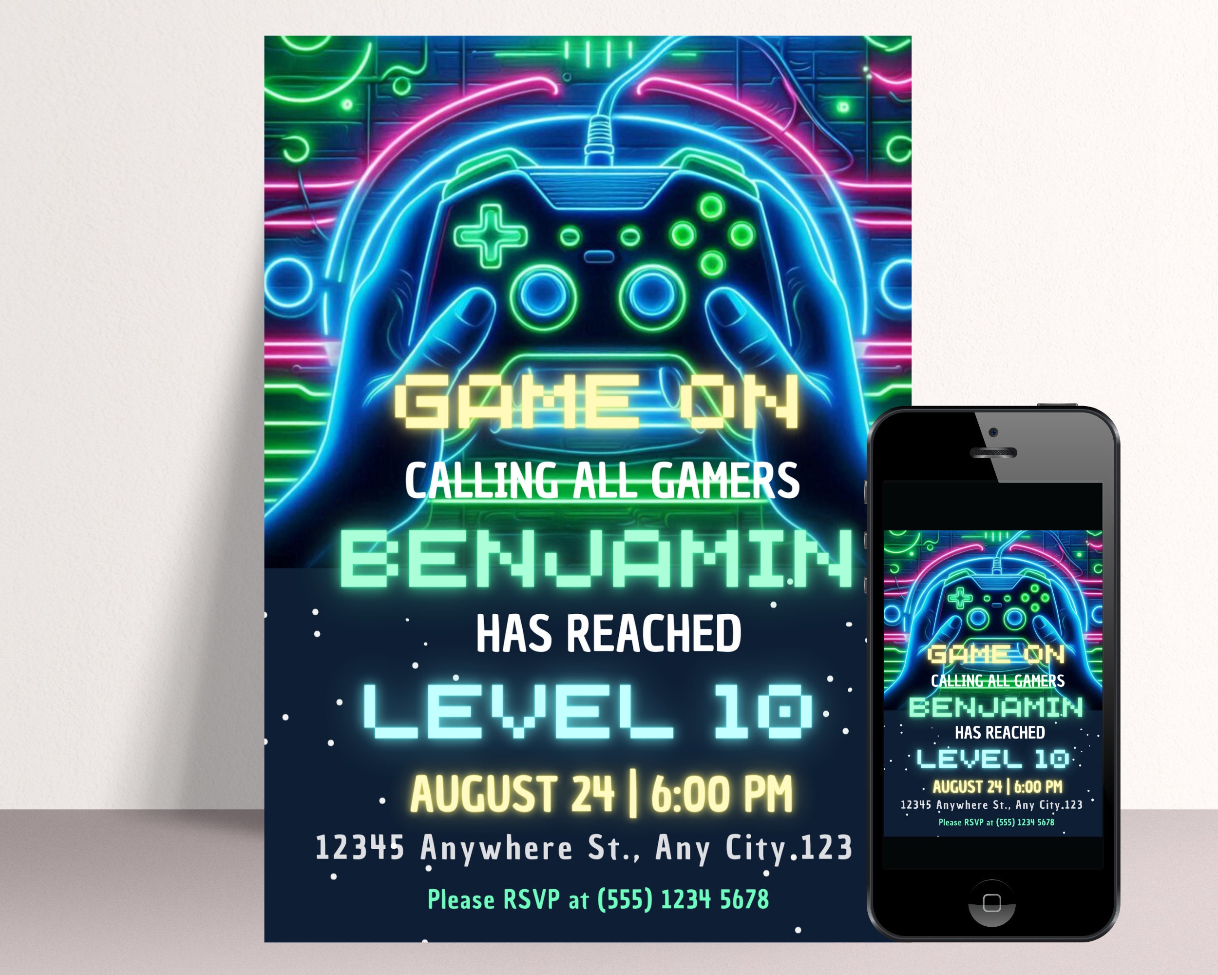 Video Game Birthday Party Invitation, Editable Gaming Birthday Party ...