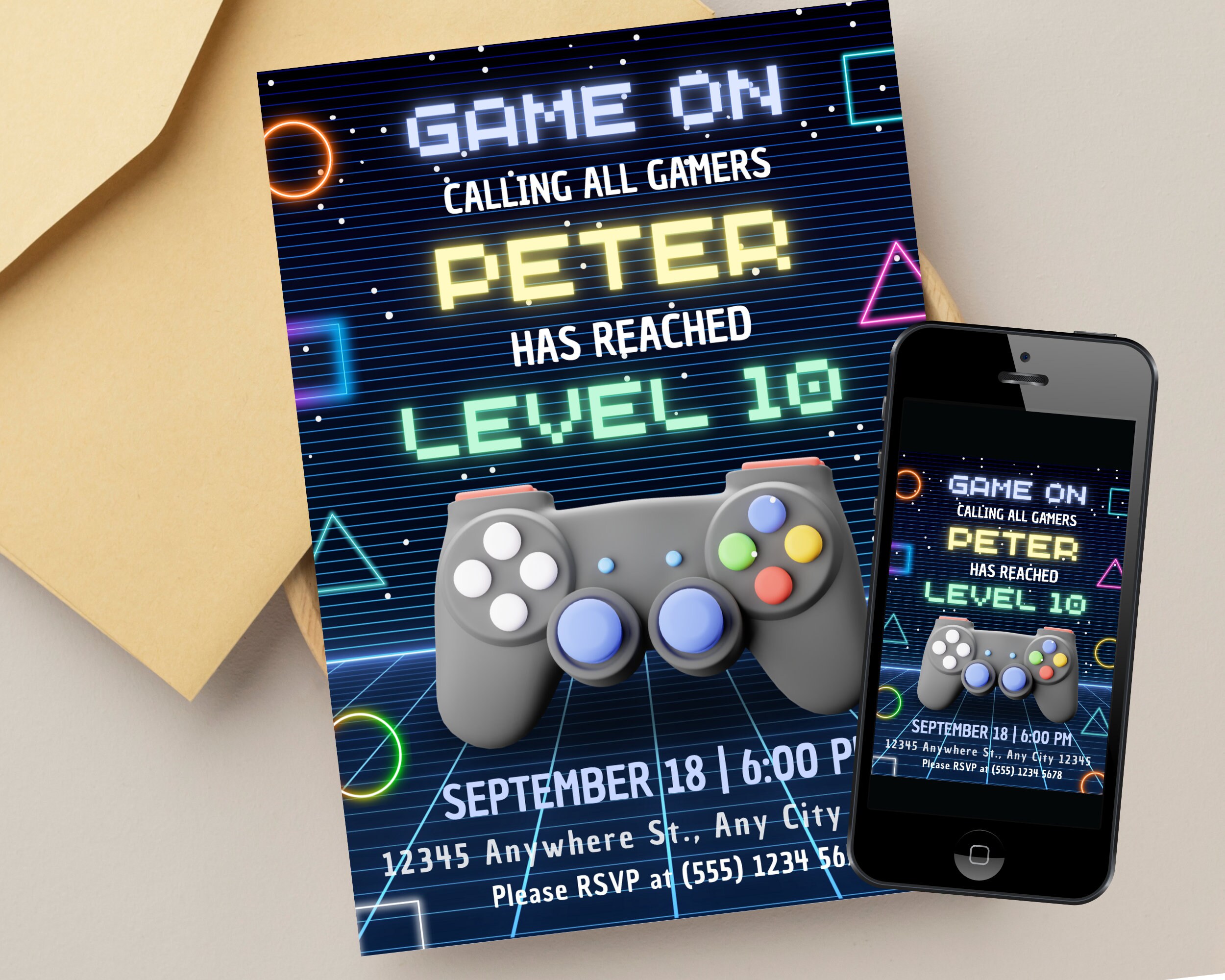 Controller Invites Gaming Theme Party Invites 21 Pcs Video Game Party Invitations For Kids ...