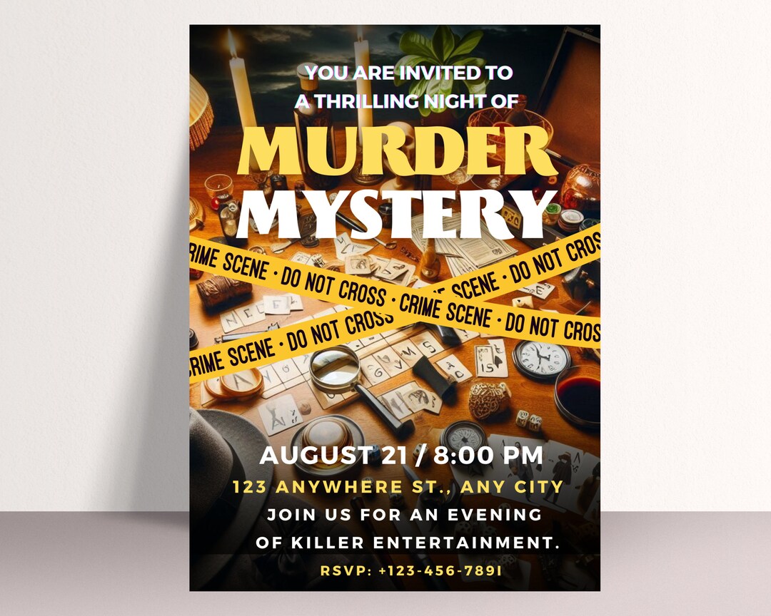 Murder Mystery Birthday Invitation, Editable Murder Mystery Birthday Party Invite, Printable ...