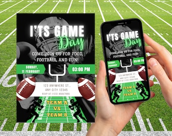 Football Game Party Video Invitation: Editable Digital Invite (MP4 & PNG)