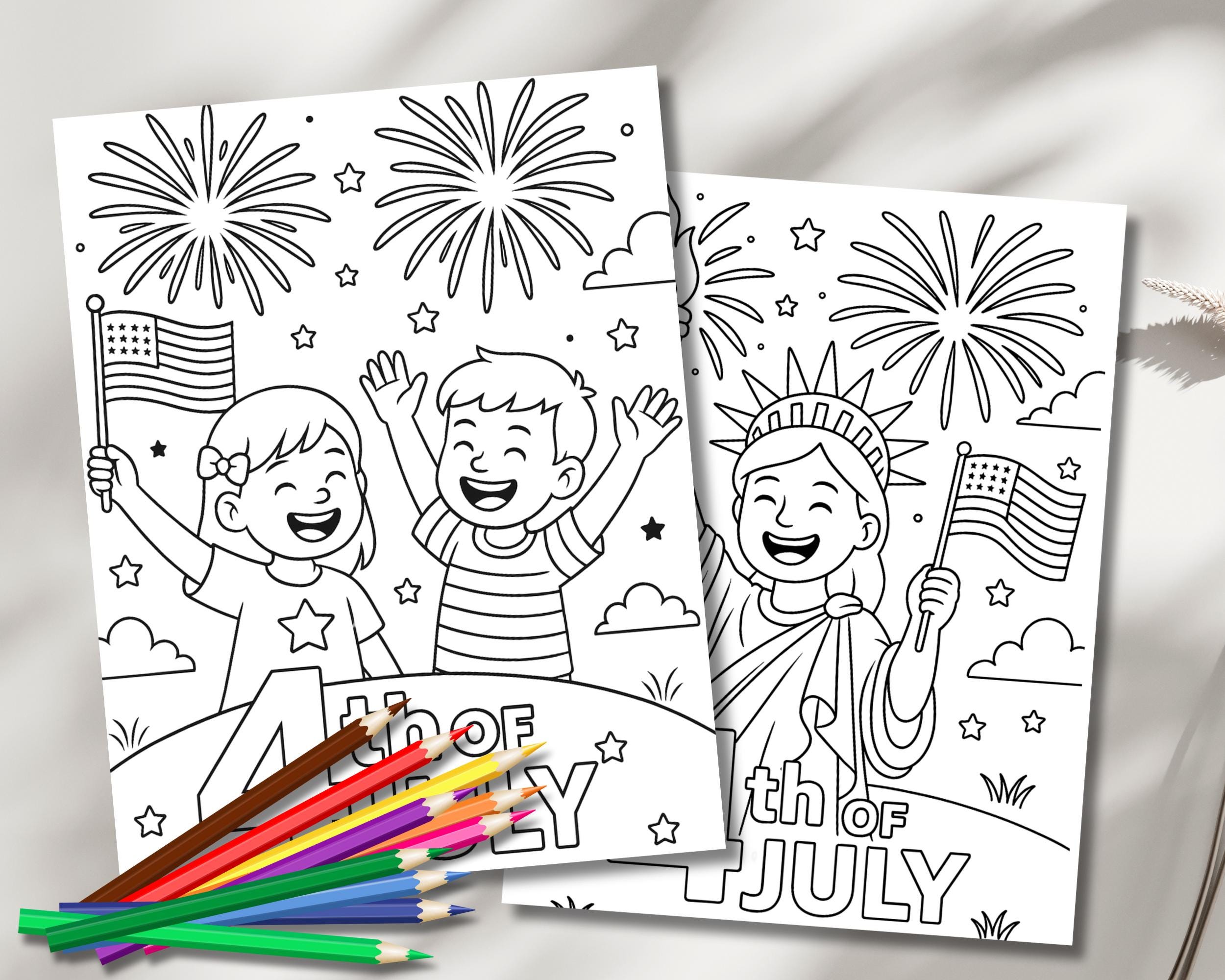 4th of July Coloring Pages: Patriotic Kids' Activity (PDF Download) - Etsy