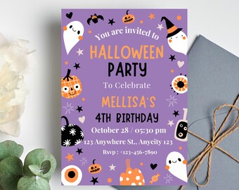 Printable Halloween Birthday Party Invitation: Custom Kids Invite (Digital)