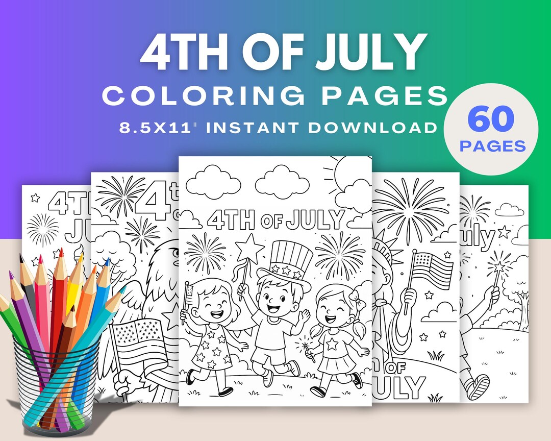4th of July Coloring Pages: Patriotic Kids' Activity (PDF Download) - Etsy