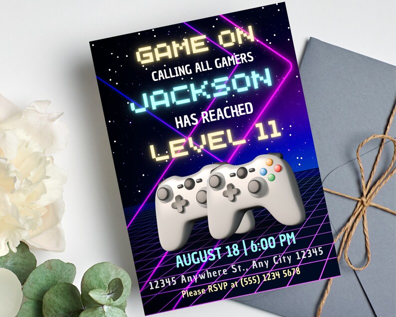 Video Game Birthday Party Invitation, Editable Gaming Birthday Party ...
