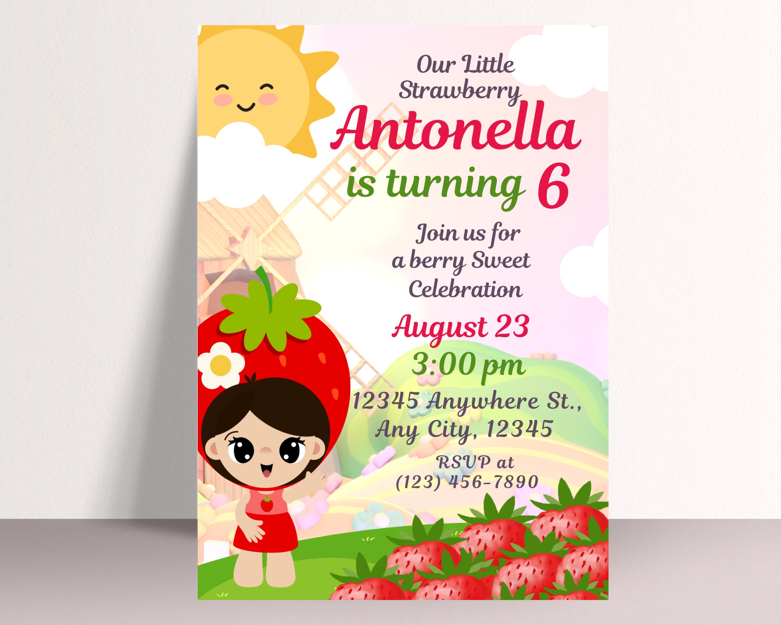 Berry Sweet Birthday Invitation: Strawberry Party Invite (editable  Template) - Etsy Australia