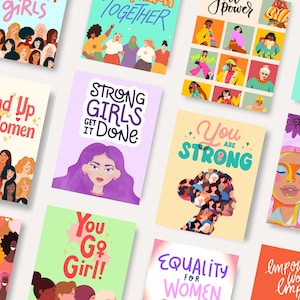 18 Frauen ermächtigen druckbare Karten, Frauen ermächtigen Karten, weibliche Empowerment Karten Set, feministische Karten für den internationalen Frauentag