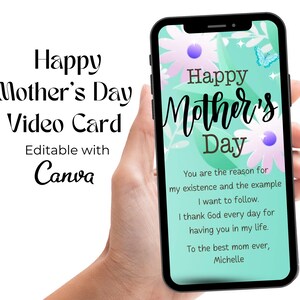 Placa de vídeo de feliz dia das mães, placa de vídeo eletrônica animada de saudação de dia das mães, placa de vídeo digital de flores de dia das mães
