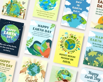 Happy Earth Day Printable Cards Set (Digital Download)