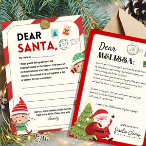 Carta a Papá Noel editable, carta a Papá Noel para la lista de buenos, carta a Papá Noel imprimible, carta de Papá Noel para niños, plantilla editable