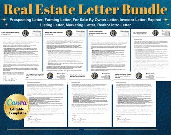 Real Estate Marketing Letter Bundle - Lead Generation Templates -Farming, Expired Listings, Prospecting, Investors, Marketing, Makler Intro