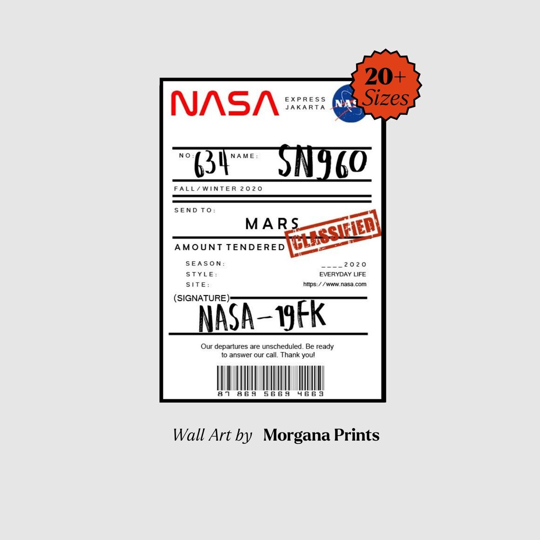 Nasa Print Nasa Mars Label Label Digital Download Home - Etsy