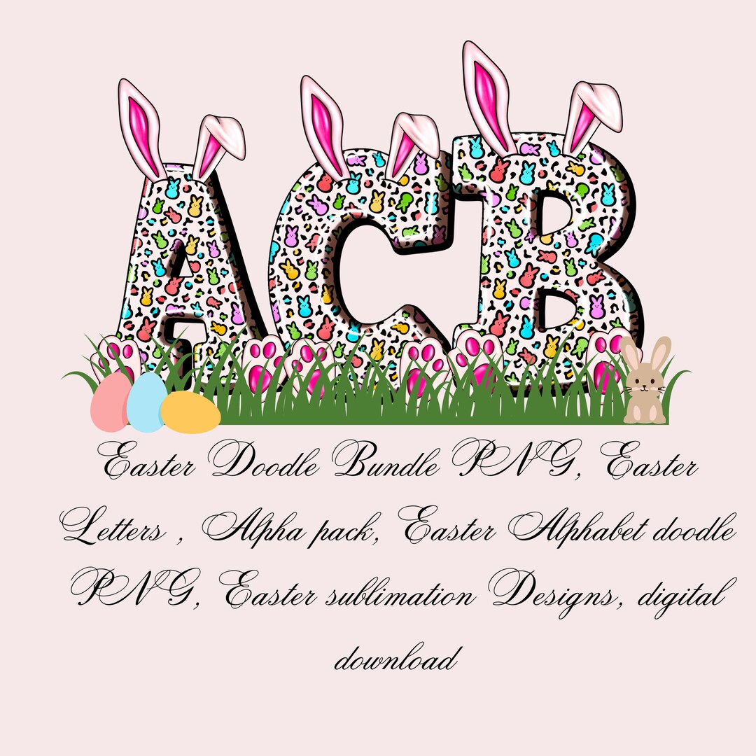 Easter Doodle Bundle PNG, Easter Letters, Alpha Pack, Easter Alphabet ...