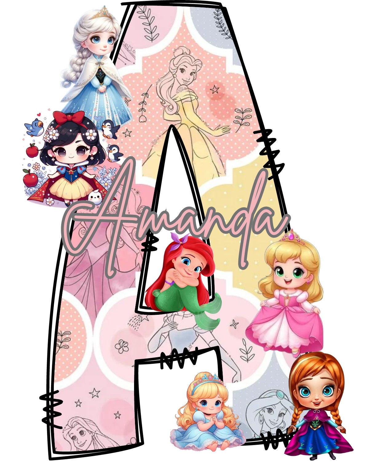 Princess Alphabet Letters Font PDF Etsy