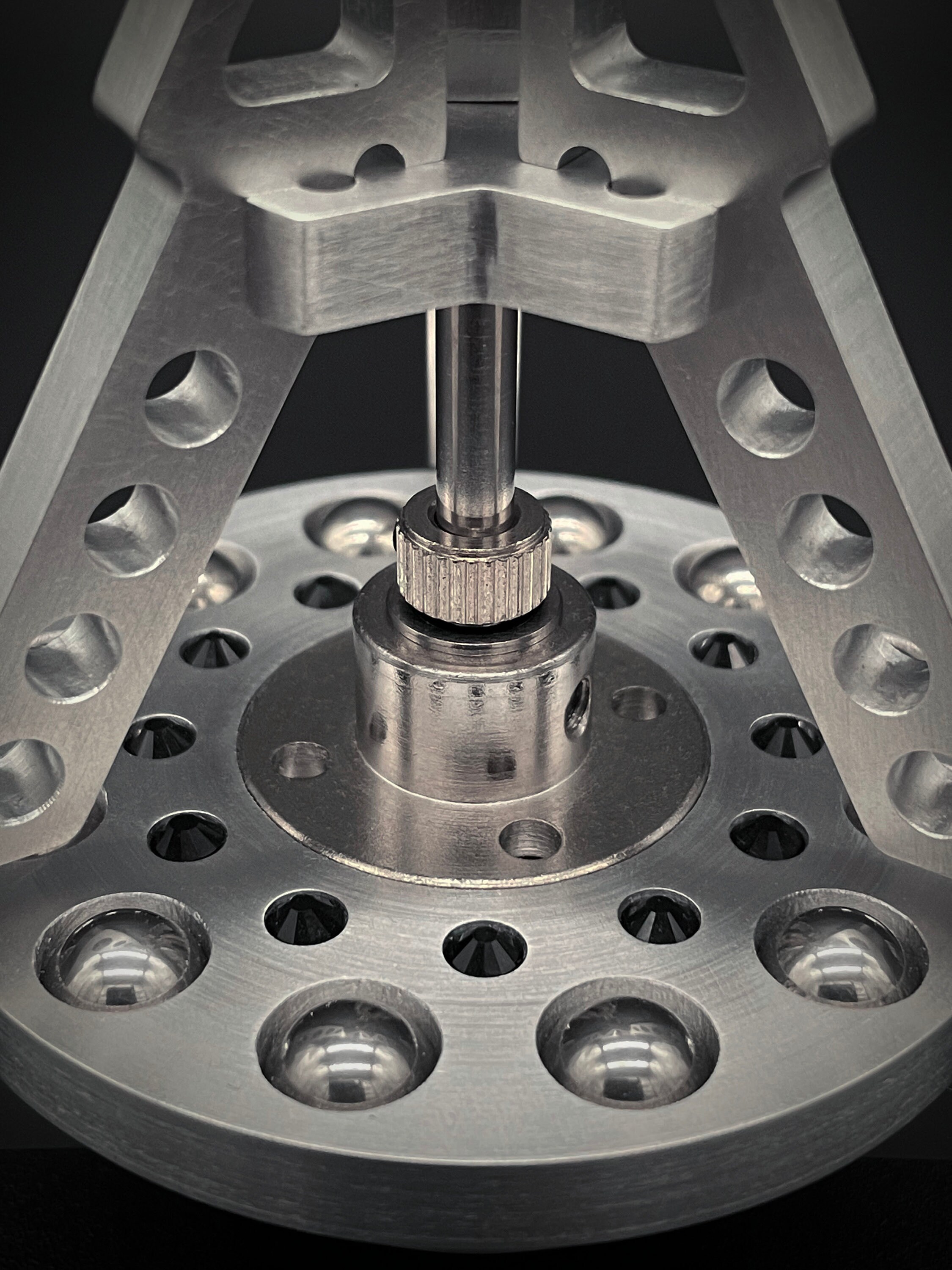 Tetrahedron Gyroscope Display Desktop Sculpture in Machined