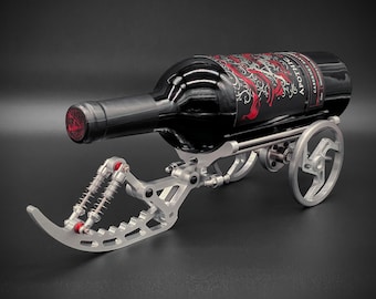 Portabotellas de vino de carro mecánico / Caddy de exhibición de botellas de mesa moderno en aluminio mecanizado