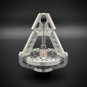 Tetrahedron Gyroscope Display | Desktop Kinetic Sculpture in Machined Aluminum