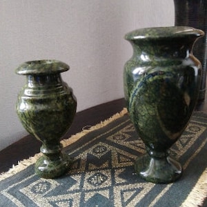 Decorative serpentine stone vase-candlelabra