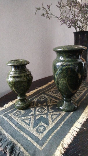 Decorative serpentine stone vase-candlelabra