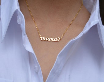 Personalisierte Sterling Silber Mama Halskette: Vergoldetes Mutter Geschenk