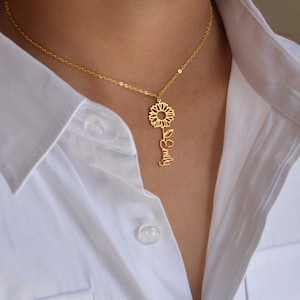 Custom Sunflower Name Necklace: Sterling Silver Personalized Jewelry,Made In USA