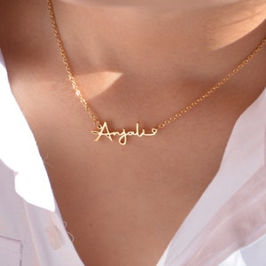 Custom Gold Name Necklace,Personalized Birthday Gift,Nameplate Necklace,Valentine&#39;s Day Gift,Gift For Mom,Made in USA