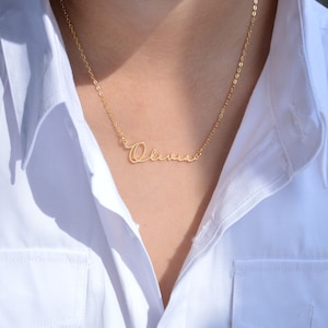 Gold Name Necklace: Personalized Custom Nameplate,Made In USA