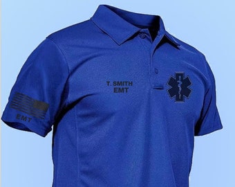 Custom EMT EMS EMR First Responder Tactical Short-Sleeve Polo Shirts