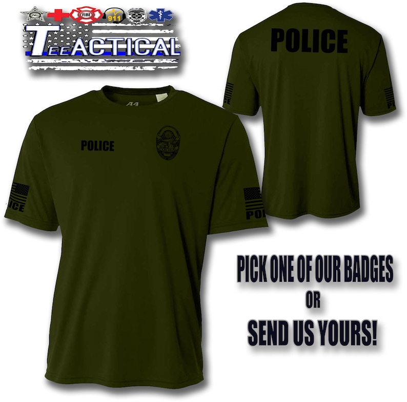 Police Merch Custom {POLICE} Short Sleeve Performance Shirts - Includes Displayed ...