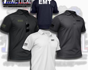 Custom EMT, EMS, PARAMEDIC, Tactical Polo — No Badge | Personalized Text, Placement & Color Options
