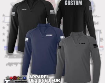 CUSTOM Text Quarter-Zip Fleece-Lined Long-Sleeve Pullover