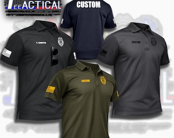 Custom Tactical Polo Shirts - Choose Your Badge - Change the Text - Fully Customized