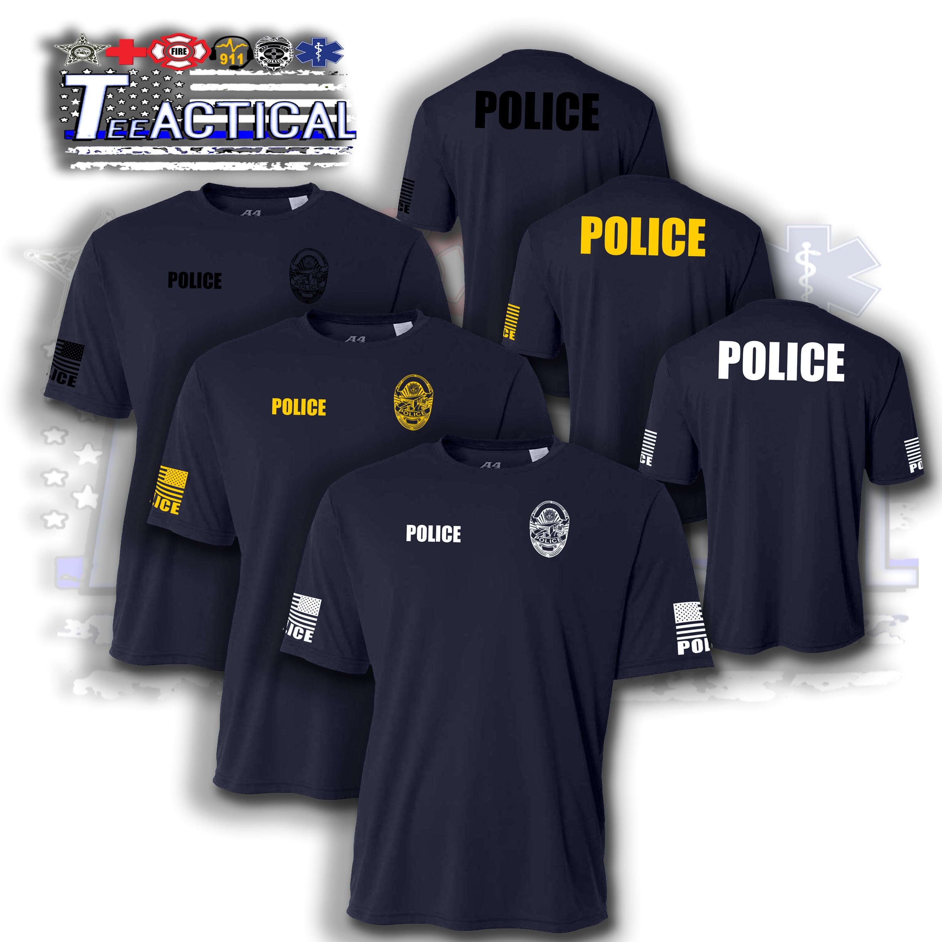 Police Merch Custom {POLICE} Short Sleeve Performance Shirts - Includes Displayed ...
