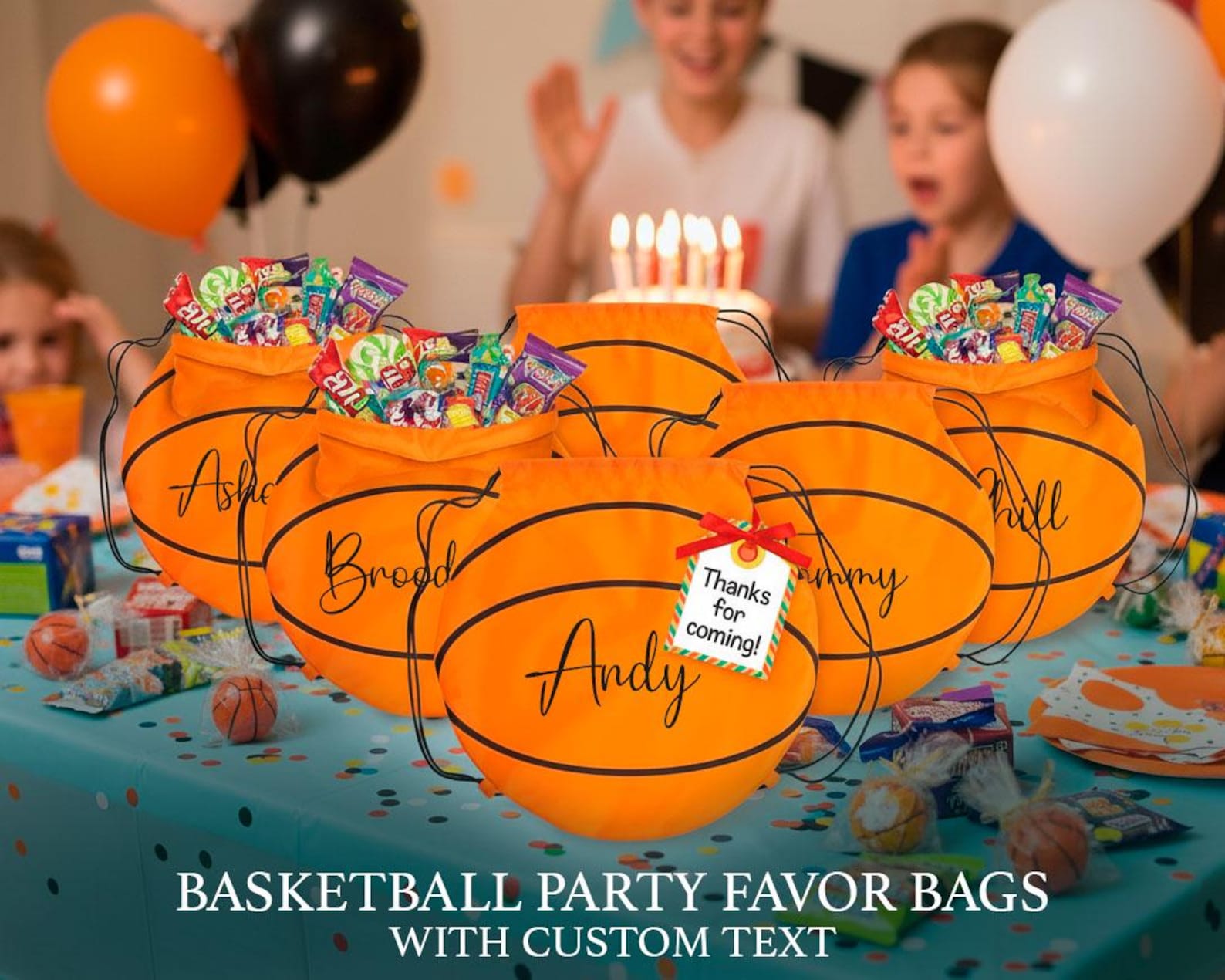 Personalized Basketball Party Favor Bags Kids Sports Birthday